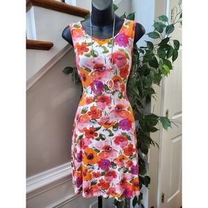 Cupio Women's Floral Viscose Round Neck Sleeveless Knee Length Dress Size S/P